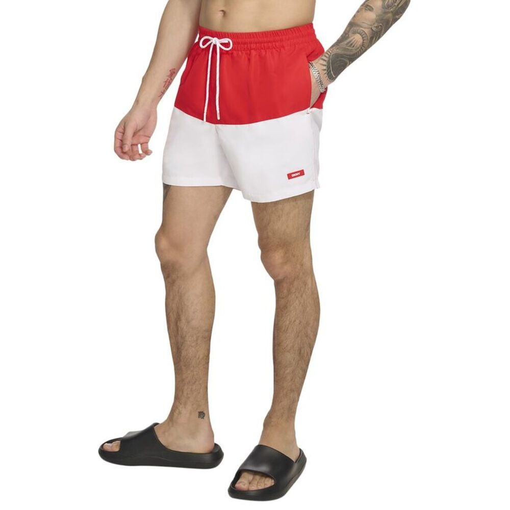 Dkny Mens  Modern Euro Swim Trunk, Red